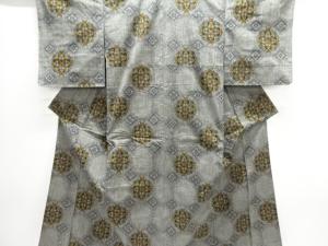 未使用品　華紋模様織出し手織り紬着物